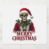 Santa Claus Skeleton Outfit Skull Funny Christmas  Sparkling Wijnetiket (Enkel label)