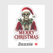 Santa Claus Skeleton Outfit Skull Funny Christmas  Sticker (Vel)