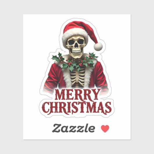 Santa Claus Skeleton Outfit Skull Funny Christmas  Sticker (Vel)