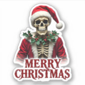 Santa Claus Skeleton Outfit Skull Funny Christmas  Sticker (Voorkant)