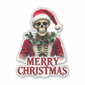 Santa Claus Skeleton Outfit Skull Funny Christmas  Sticker (Voorkant)