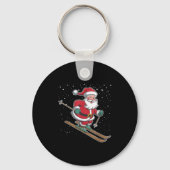 Santa Claus Skiing Christmas Sports Xmas Holiday C Sleutelhanger (Voorkant)