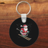 Santa Claus Skiing Christmas Sports Xmas Holiday C Sleutelhanger (Voorkant)