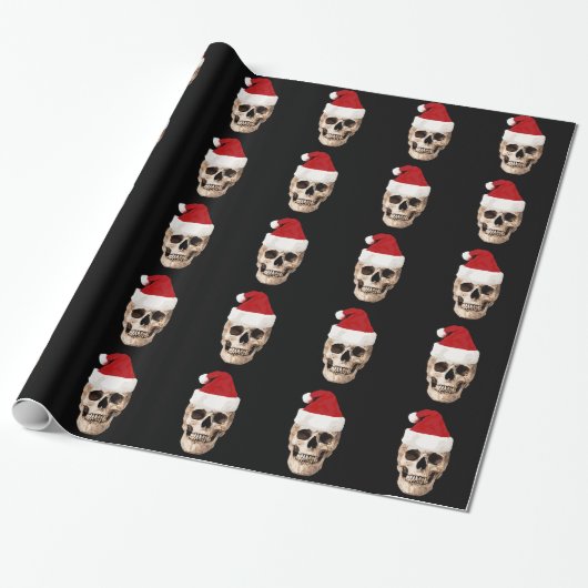 Santa Claus Skull - Kerstmis is dood Cadeaupapier (Uitgerold)