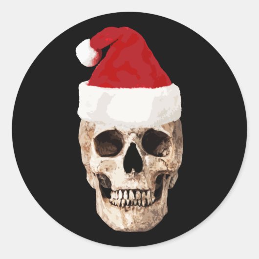 Santa Claus Skull - Kerstmis is dood Ronde Sticker (Voorkant)