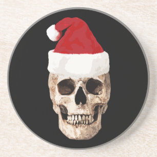 Santa Claus Skull - Kerstmis is dood Zandsteen Onderzetter