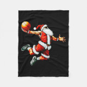 Santa Claus Slam Dunk Basketball Hoop Christmas Pa Fleece Deken (Voorkant)