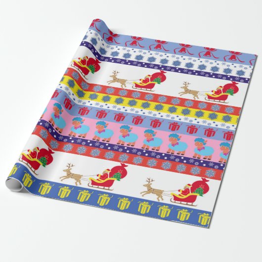 Santa Claus sleigh Cadeaupapier (Uitgerold)