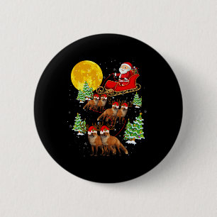 Santa Claus Sleigh & Camp; Rendier Vossen Xmas Paj Ronde Button 5,7 Cm