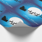 Santa Claus, Sleigh en rendiaal tegen volle maan Cadeaupapier (Hoek)