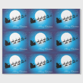 Santa Claus, Sleigh en rendiaal tegen volle maan Cadeaupapier (Vlak)