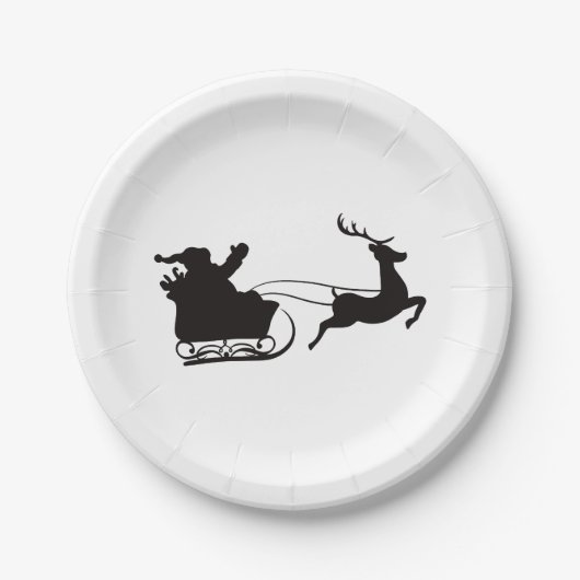 Santa Claus Sleigh en Rendier Papieren Bordje (Voorkant)