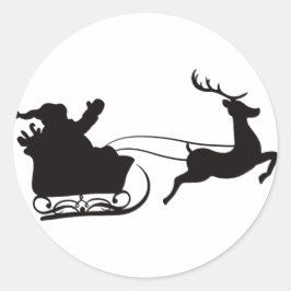 Santa Claus Sleigh en Rendier Ronde Sticker