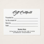 Santa Claus Sleigh kerstcadeaubon Visitekaartje (Achterkant)