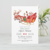 Santa Claus Sleigh kerstfeestay Open House Kaart (Staand voorkant)