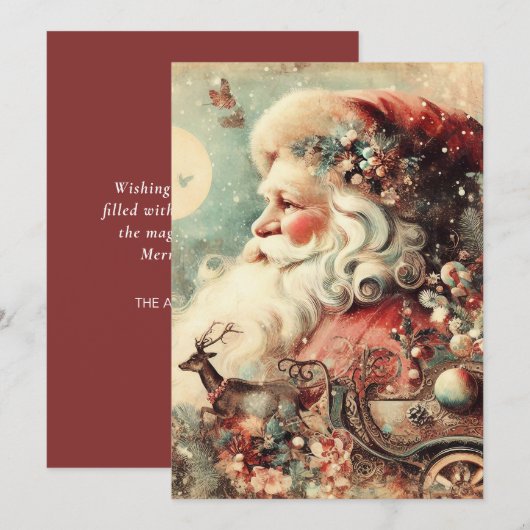 Santa Claus Sleigh Moon Cadeaus Feestdagenkaart (Voorkant / Achterkant)