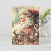 Santa Claus Sleigh Moon Cadeaus Feestdagenkaart (Staand voorkant)