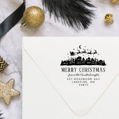 Santa Claus Sleigh Reindeer Aangepast Retouradres Rubberstempel