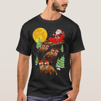 Santa Claus Sleigh  Reindeer Foxes Xmas 	 Christma T-shirt