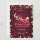 Santa Claus Sleigh Reindeer Stars Bedrijfsfeest Kaart (Voorkant)