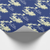 Santa Claus Sleigh Ride Merry Kerstmis Naight Sky Cadeaupapier (Hoek)