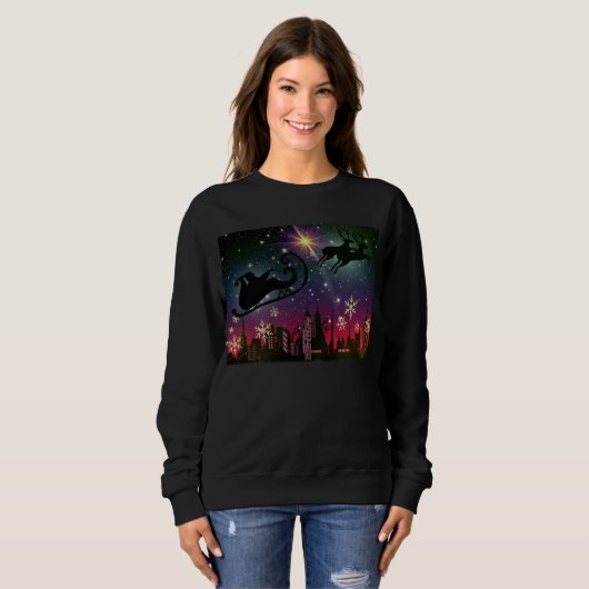 santa claus sleigh womens sweatshirt (Voorkant volledig)