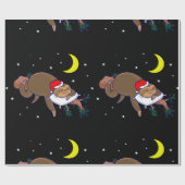 santa claus sloth kerst cadeaupapier (Vlak)