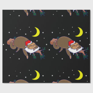 santa claus sloth kerst cadeaupapier