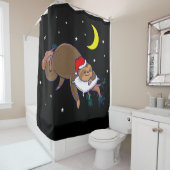 santa claus sloth kerst douchegordijn (In situ)