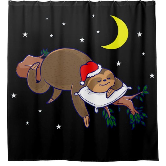 santa claus sloth kerst douchegordijn (Voorkant)