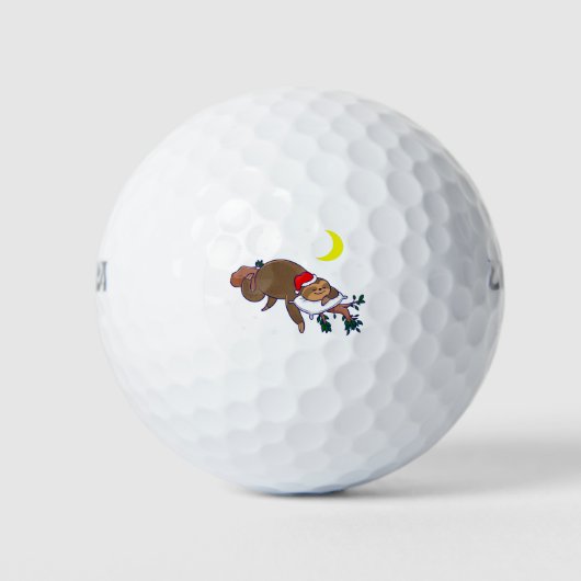santa claus sloth kerst golfballen (Voorkant)
