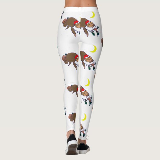 santa claus sloth kerst leggings (Achterkant)