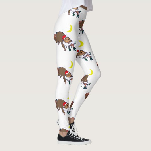 santa claus sloth kerst leggings (Rechts)