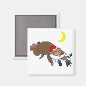 santa claus sloth kerst magneet (Voorkant / Achterkant)