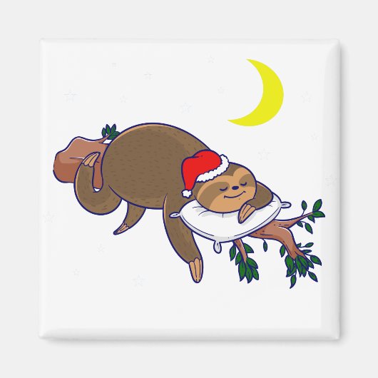 santa claus sloth kerst magneet (Voorkant)
