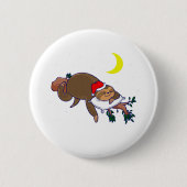 santa claus sloth kerst ronde button 5,7 cm (Voorkant)