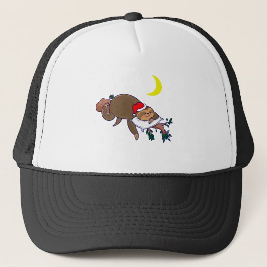 santa claus sloth kerst trucker pet (Voorkant)