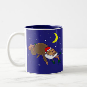 santa claus sloth kerst tweekleurige koffiemok