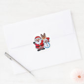 Santa Claus sneeuwman & rendier Ronde Sticker (Envelop)