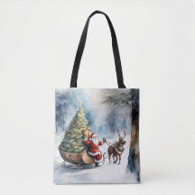 Santa Claus Sneeuwrendier Sleigh Vakantie Canvas t