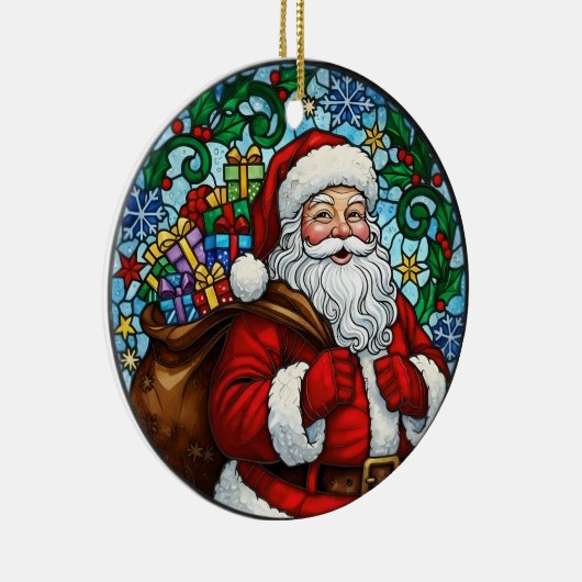 Santa Claus Snow Holly Christmas Ornament (Rechts)