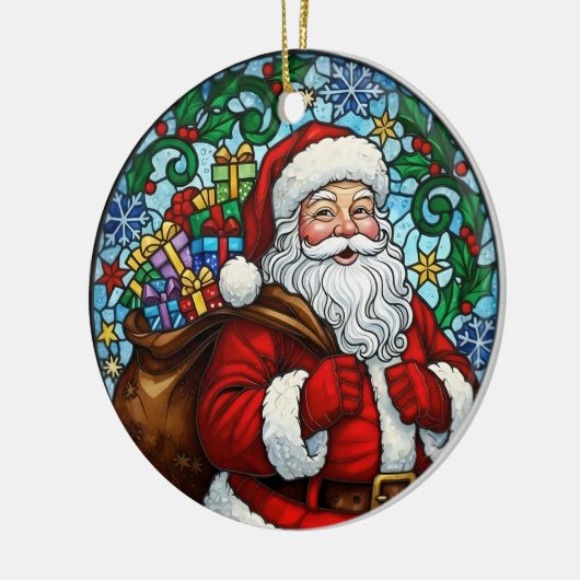 Santa Claus Snow Holly Christmas Ornament (Links)