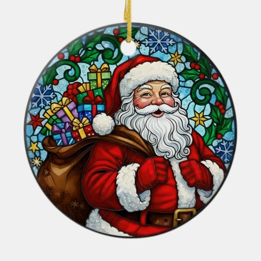 Santa Claus Snow Holly Christmas Ornament (Achterkant)