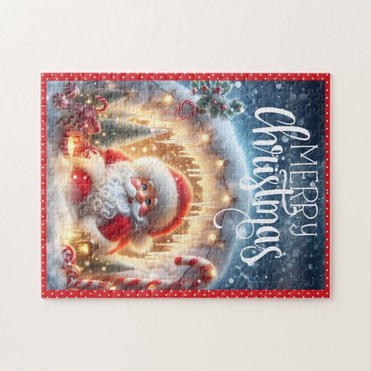 Santa Claus Snow Vrolijk Kerstfeest Kind Legpuzzel (Horizontaal)