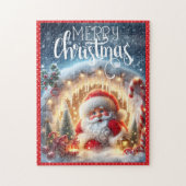 Santa Claus Snow Vrolijk Kerstfeest Kind Legpuzzel (Verticaal)