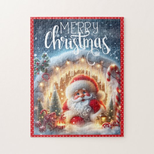 Santa Claus Snow Vrolijk Kerstfeest Kind Legpuzzel (Verticaal)