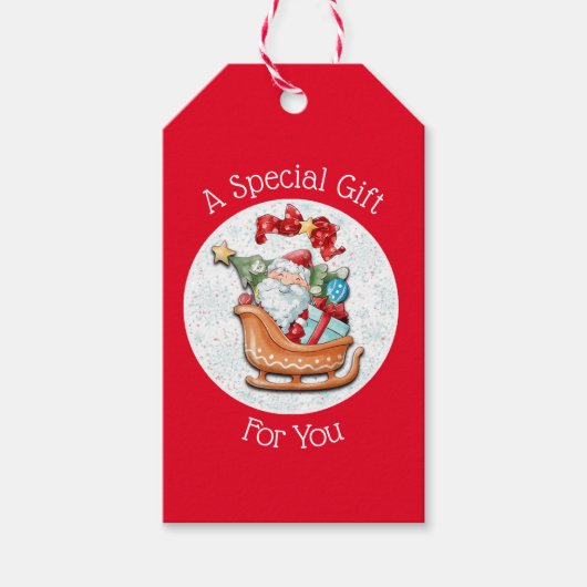 Santa Claus Snow Wereldbol Gift Label Cadeaulabel (Voorkant)