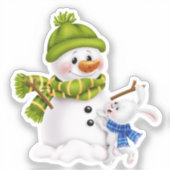 Santa Claus Snowman Christmas &  Sticker (Voorkant)