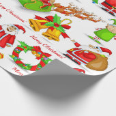 Santa Claus Snowman Elves Reindeer Penguin Cadeaupapier (Hoek)