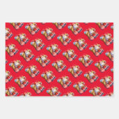Santa Claus, Snowman en Reindeerpapier Inpakpapier Vel (Voorkant)